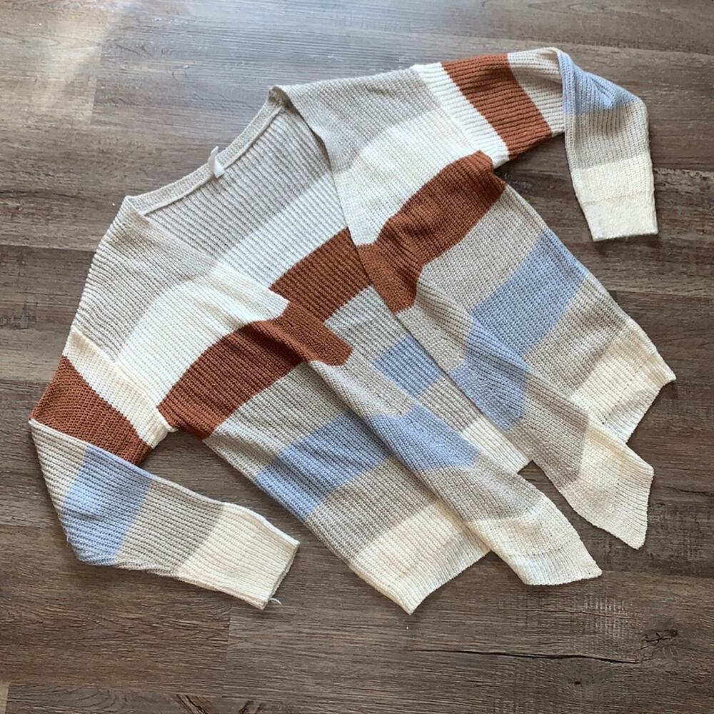 Wishlist Striped Open Knit Cardigan Sweater Sz S/M